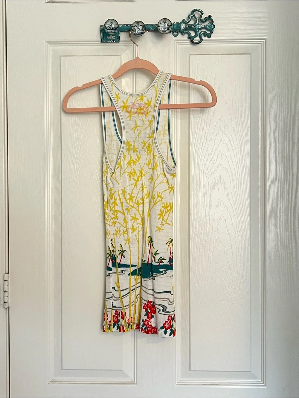 Free People Tropical Ribbed Tank in Yellow, Teal & Red